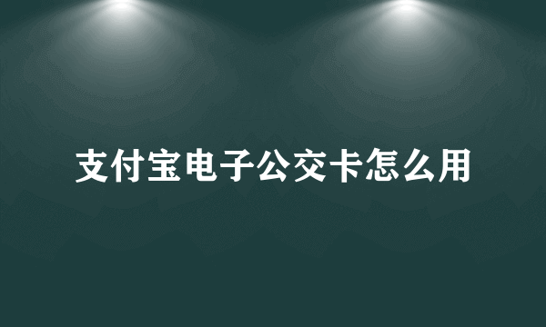 支付宝电子公交卡怎么用