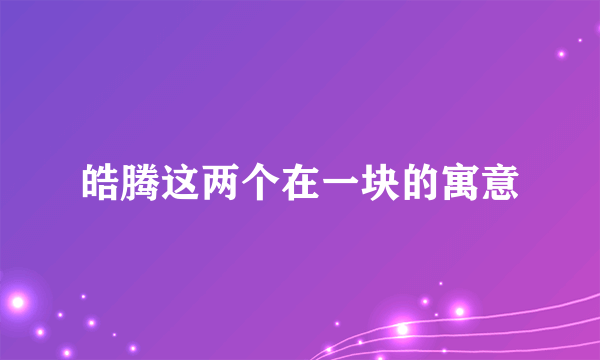 皓腾这两个在一块的寓意