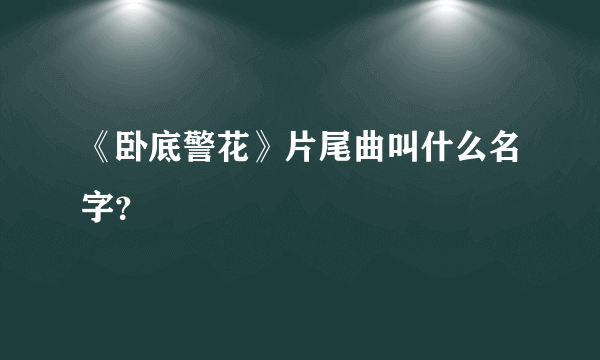 《卧底警花》片尾曲叫什么名字？