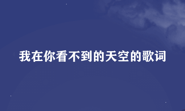 我在你看不到的天空的歌词