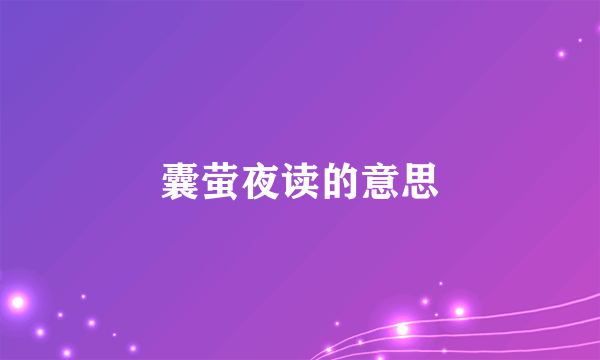 囊萤夜读的意思