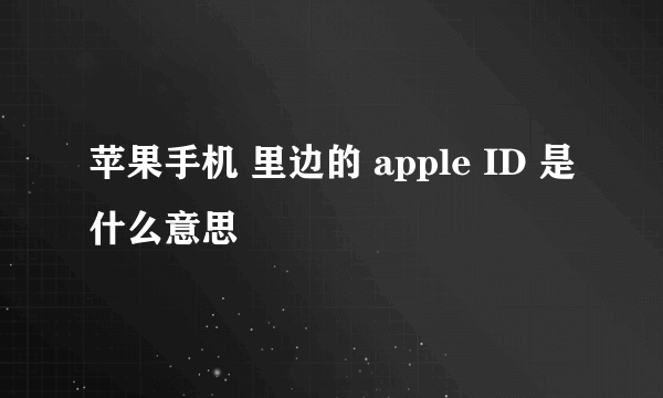 苹果手机 里边的 apple ID 是什么意思