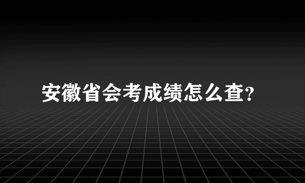 安徽省会考成绩怎么查？