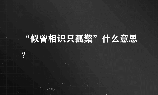 “似曾相识只孤檠”什么意思？