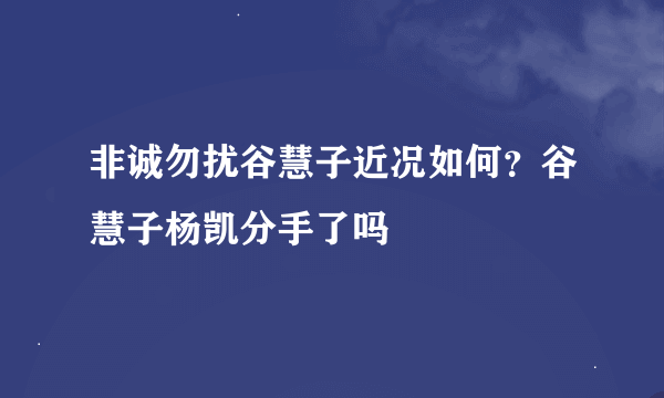 非诚勿扰谷慧子近况如何？谷慧子杨凯分手了吗