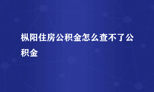 枞阳住房公积金怎么查不了公积金