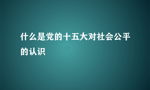 什么是党的十五大对社会公平的认识