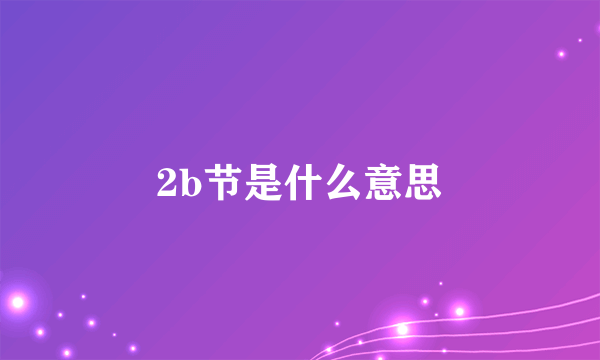 2b节是什么意思