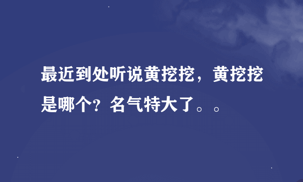 最近到处听说黄挖挖，黄挖挖是哪个？名气特大了。。