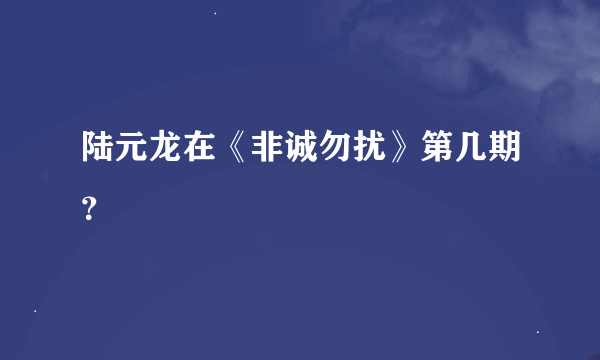 陆元龙在《非诚勿扰》第几期？