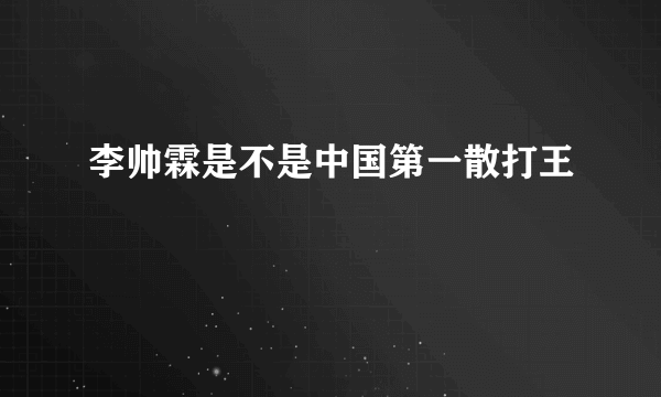 李帅霖是不是中国第一散打王