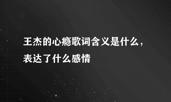 王杰的心瘾歌词含义是什么，表达了什么感情