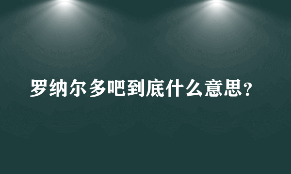 罗纳尔多吧到底什么意思？