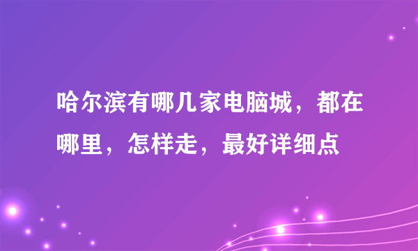 哈尔滨有哪几家电脑城，都在哪里，怎样走，最好详细点