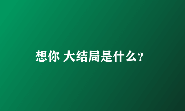 想你 大结局是什么？