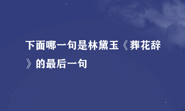 下面哪一句是林黛玉《葬花辞》的最后一句