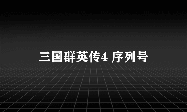 三国群英传4 序列号