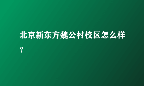 北京新东方魏公村校区怎么样？