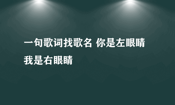 一句歌词找歌名 你是左眼睛 我是右眼睛