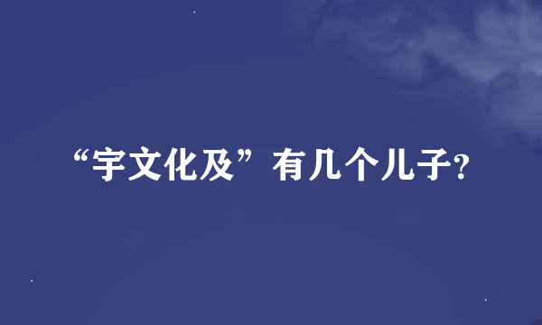 “宇文化及”有几个儿子？