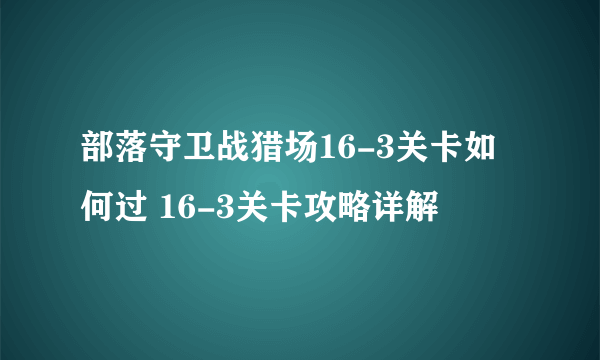 部落守卫战猎场16-3关卡如何过 16-3关卡攻略详解