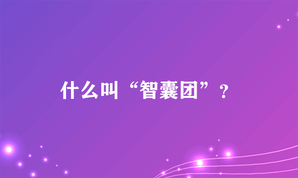 什么叫“智囊团”？