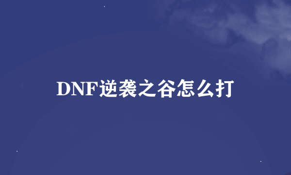 DNF逆袭之谷怎么打