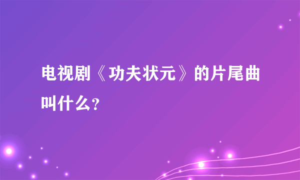 电视剧《功夫状元》的片尾曲叫什么？