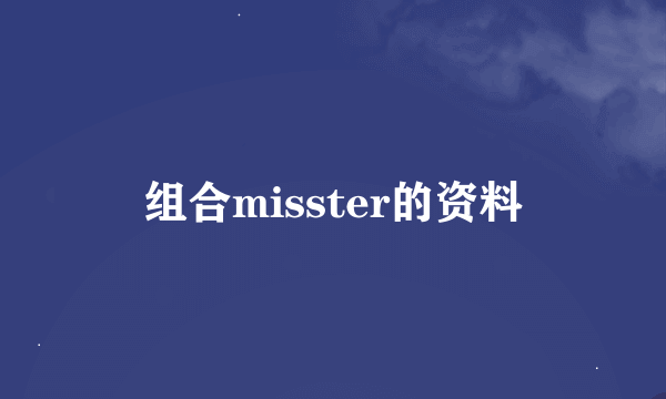 组合misster的资料