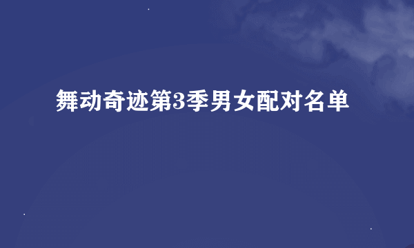 舞动奇迹第3季男女配对名单