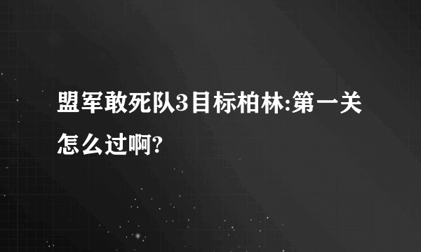 盟军敢死队3目标柏林:第一关怎么过啊?