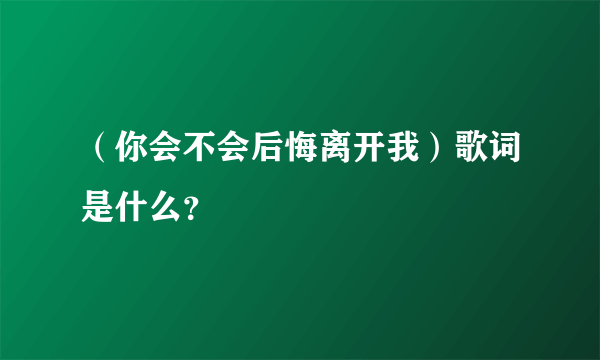 （你会不会后悔离开我）歌词是什么？