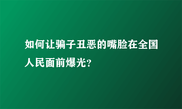 如何让骗子丑恶的嘴脸在全国人民面前爆光？