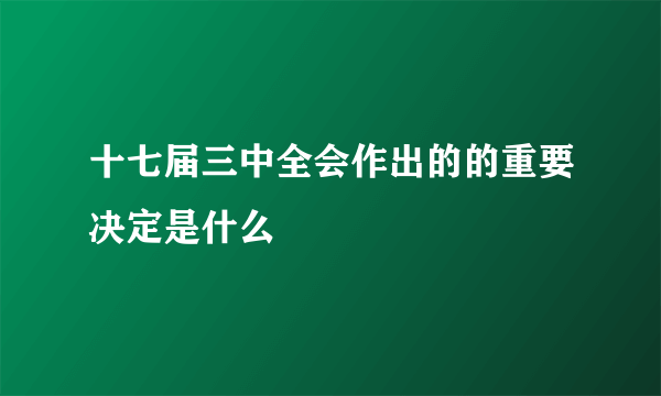 十七届三中全会作出的的重要决定是什么