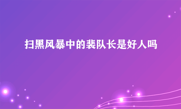 扫黑风暴中的裴队长是好人吗