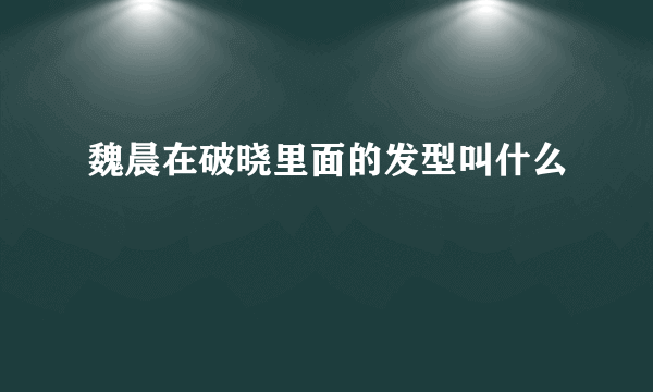 魏晨在破晓里面的发型叫什么