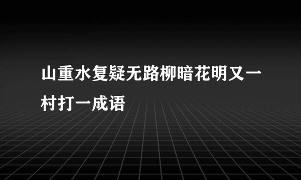 山重水复疑无路柳暗花明又一村打一成语