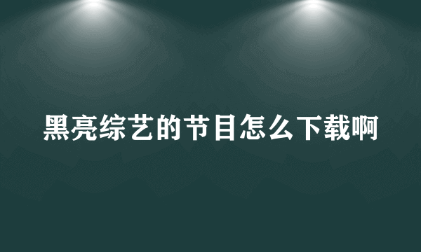 黑亮综艺的节目怎么下载啊