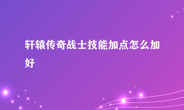 轩辕传奇战士技能加点怎么加好