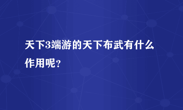 天下3端游的天下布武有什么作用呢？