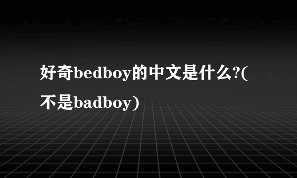 好奇bedboy的中文是什么?(不是badboy)