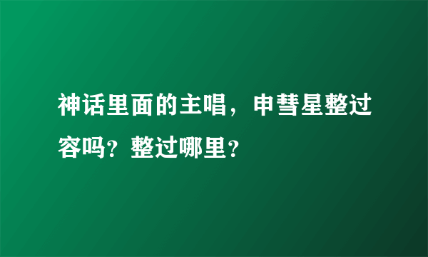 神话里面的主唱，申彗星整过容吗？整过哪里？