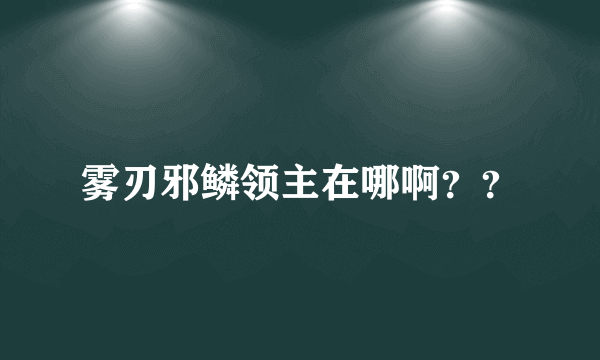 雾刃邪鳞领主在哪啊？？