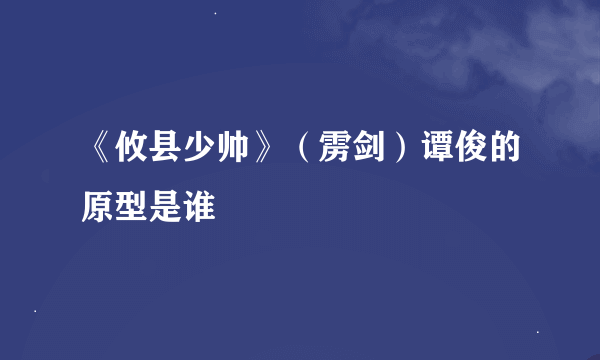 《攸县少帅》（雳剑）谭俊的原型是谁