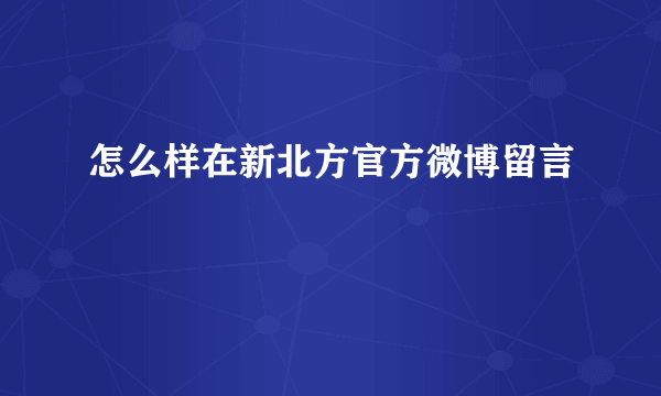 怎么样在新北方官方微博留言