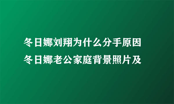 冬日娜刘翔为什么分手原因 冬日娜老公家庭背景照片及