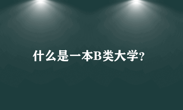 什么是一本B类大学？