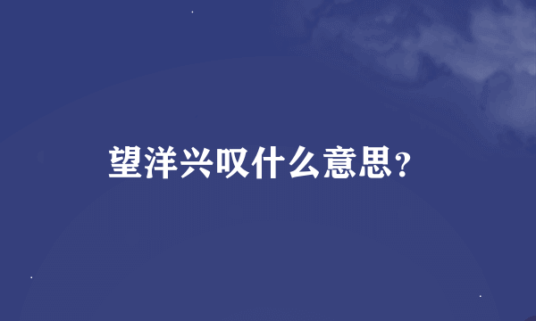 望洋兴叹什么意思？