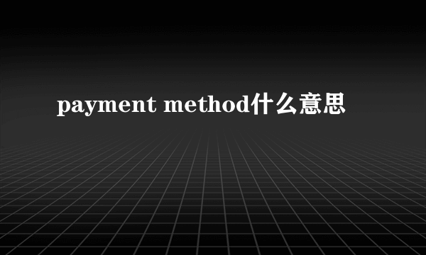 payment method什么意思