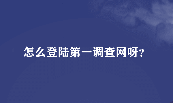 怎么登陆第一调查网呀？